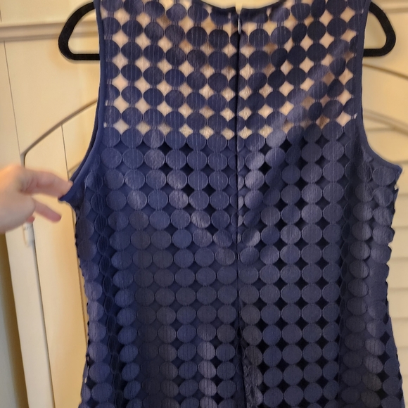 RALPH LAUREN, Blue Dress Sheath Melia Dotted Metallic Overlay Body Con, Sz16 - Picture 4 of 8